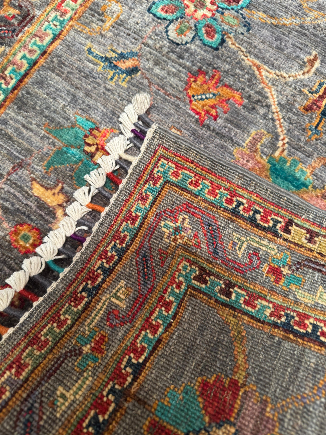 Sultani Binbirgece Yolluk Orijinal El Dokuması Gri Kök Boya Yün Halı 0.82x304 2.49 Metrekare - 3x10 ft