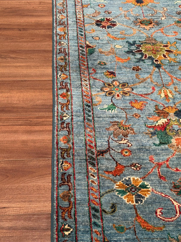 Sultani Binbirgece Yolluk Orijinal El Dokuması Mavi Kök Boya Yün Halı 0.80x296 2.37 Metrekare - 3x10 ft