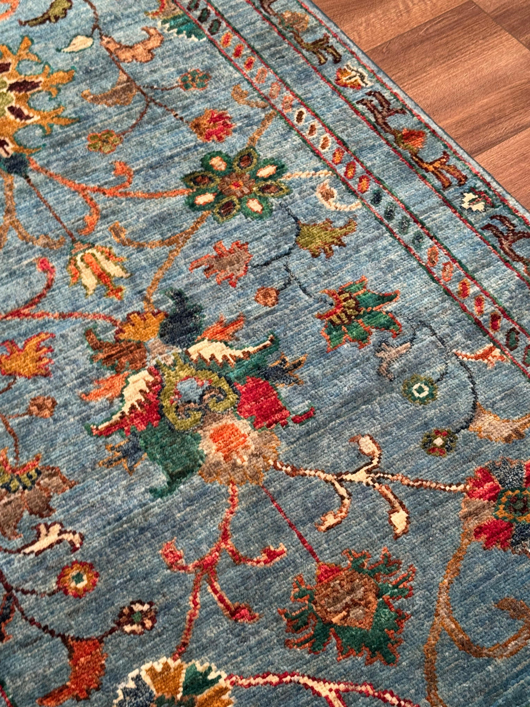 Sultani Binbirgece Yolluk Orijinal El Dokuması Mavi Kök Boya Yün Halı 0.80x296 2.37 Metrekare - 3x10 ft