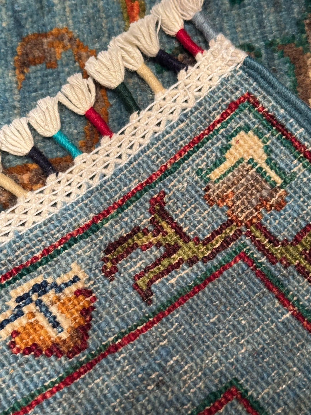 Sultani Binbirgece Yolluk Orijinal El Dokuması Mavi Kök Boya Yün Halı 0.80x296 2.37 Metrekare - 3x10 ft