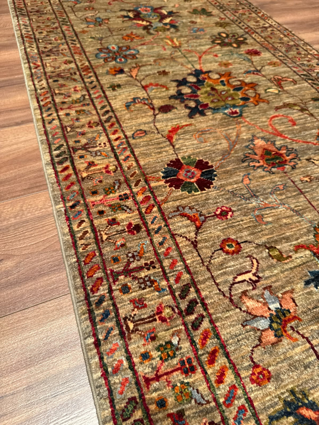 Sultani Binbirgece Yolluk Orijinal El Dokuması Bej Kök Boya Yün Halı 0.80x303 2.42 Metrekare - 3x10 ft