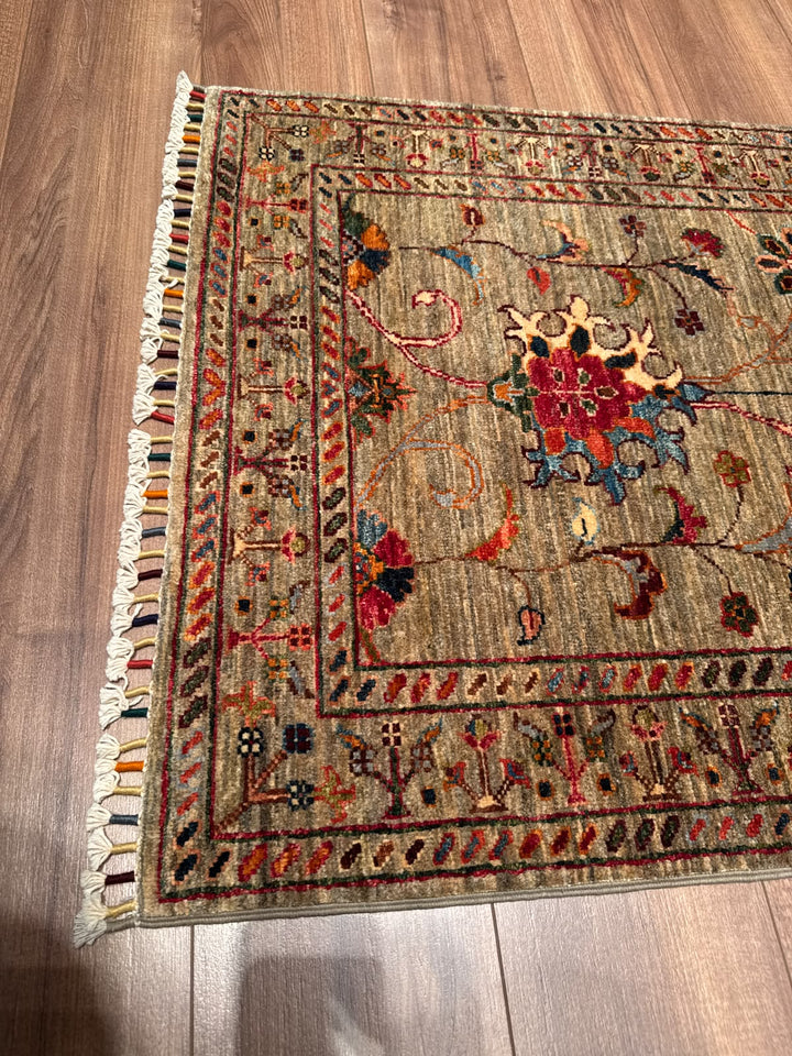 Sultani Binbirgece Yolluk Orijinal El Dokuması Bej Kök Boya Yün Halı 0.80x303 2.42 Metrekare - 3x10 ft