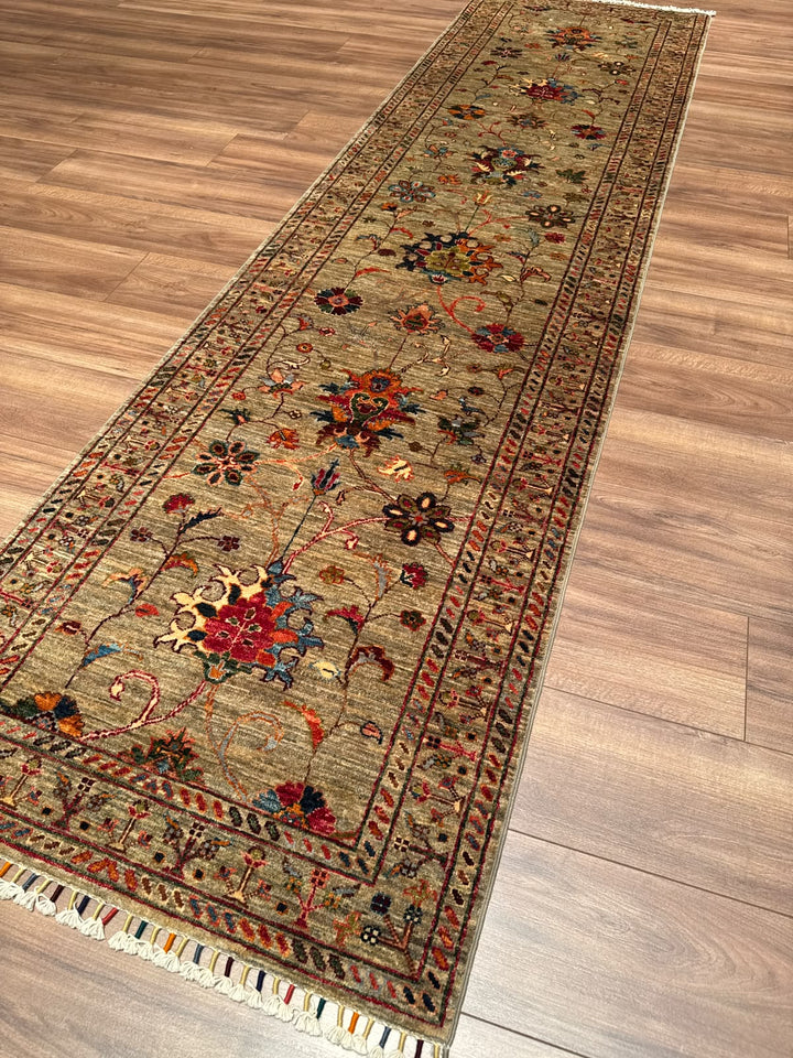 Sultani Binbirgece Yolluk Orijinal El Dokuması Bej Kök Boya Yün Halı 0.80x303 2.42 Metrekare - 3x10 ft