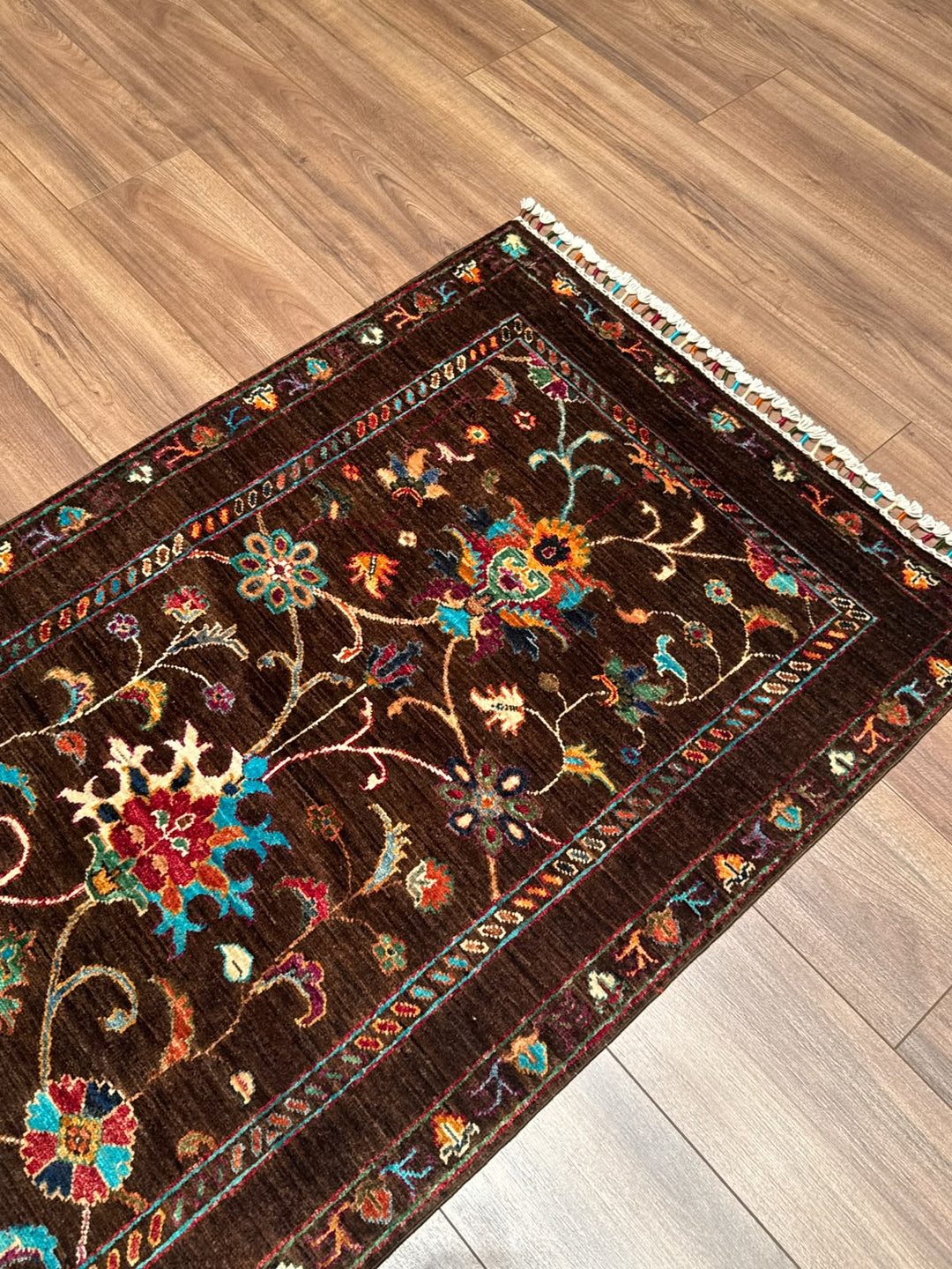 Sultani Binbirgece Yolluk Orijinal El Dokuması Kahverengi Kök Boya Yün Halı 0.81x298 2.41 Metrekare - 3x10 ft