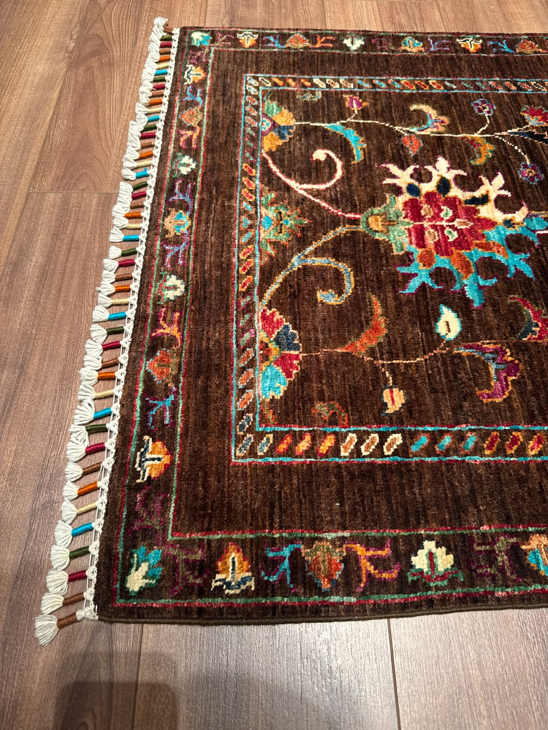 Sultani Binbirgece Yolluk Orijinal El Dokuması Kahverengi Kök Boya Yün Halı 0.81x298 2.41 Metrekare - 3x10 ft