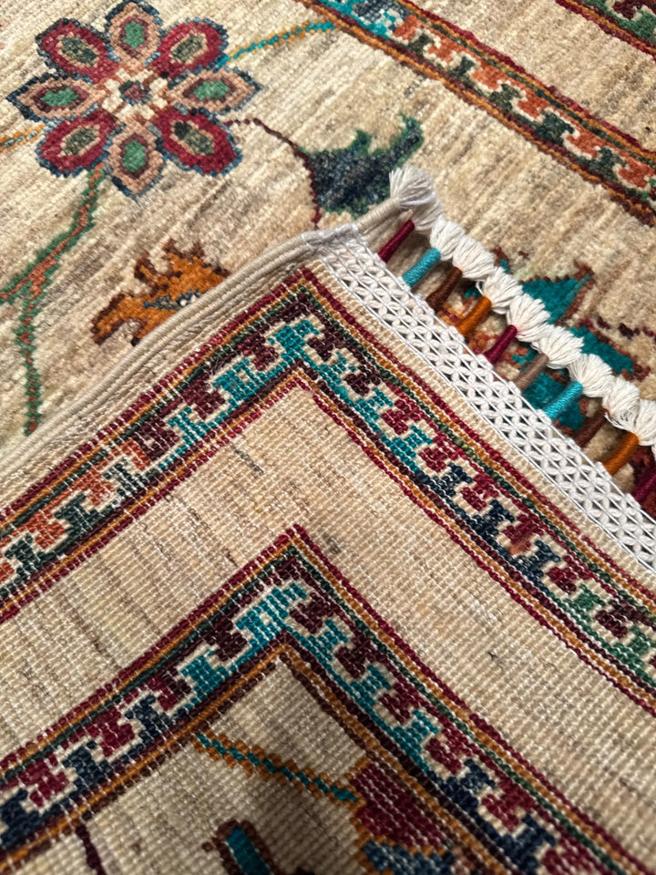 Sultani Binbirgece Yolluk Orijinal El Dokuması Bej Kök Boya Yün Halı 0.81x296 2.40 Metrekare - 3x10 ft