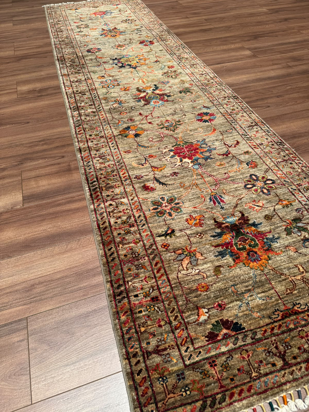 Sultani Binbirgece Yolluk Orijinal El Dokuması Bej Kök Boya Yün Halı 0.80x305 2.44 Metrekare - 3x10 ft