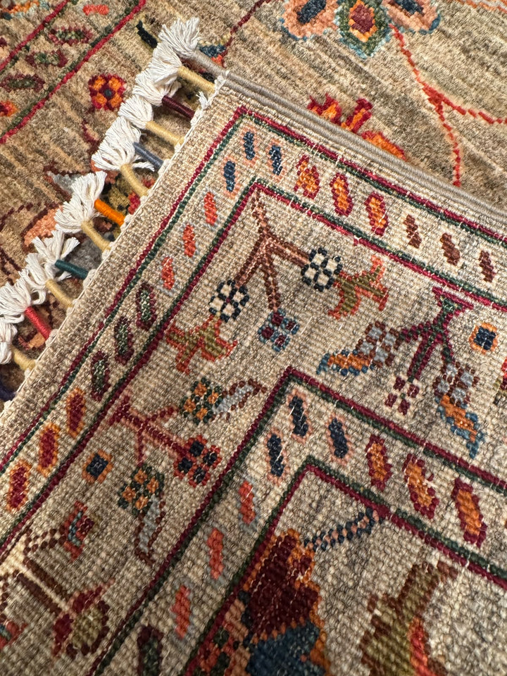Sultani Binbirgece Yolluk Orijinal El Dokuması Bej Kök Boya Yün Halı 0.80x305 2.44 Metrekare - 3x10 ft