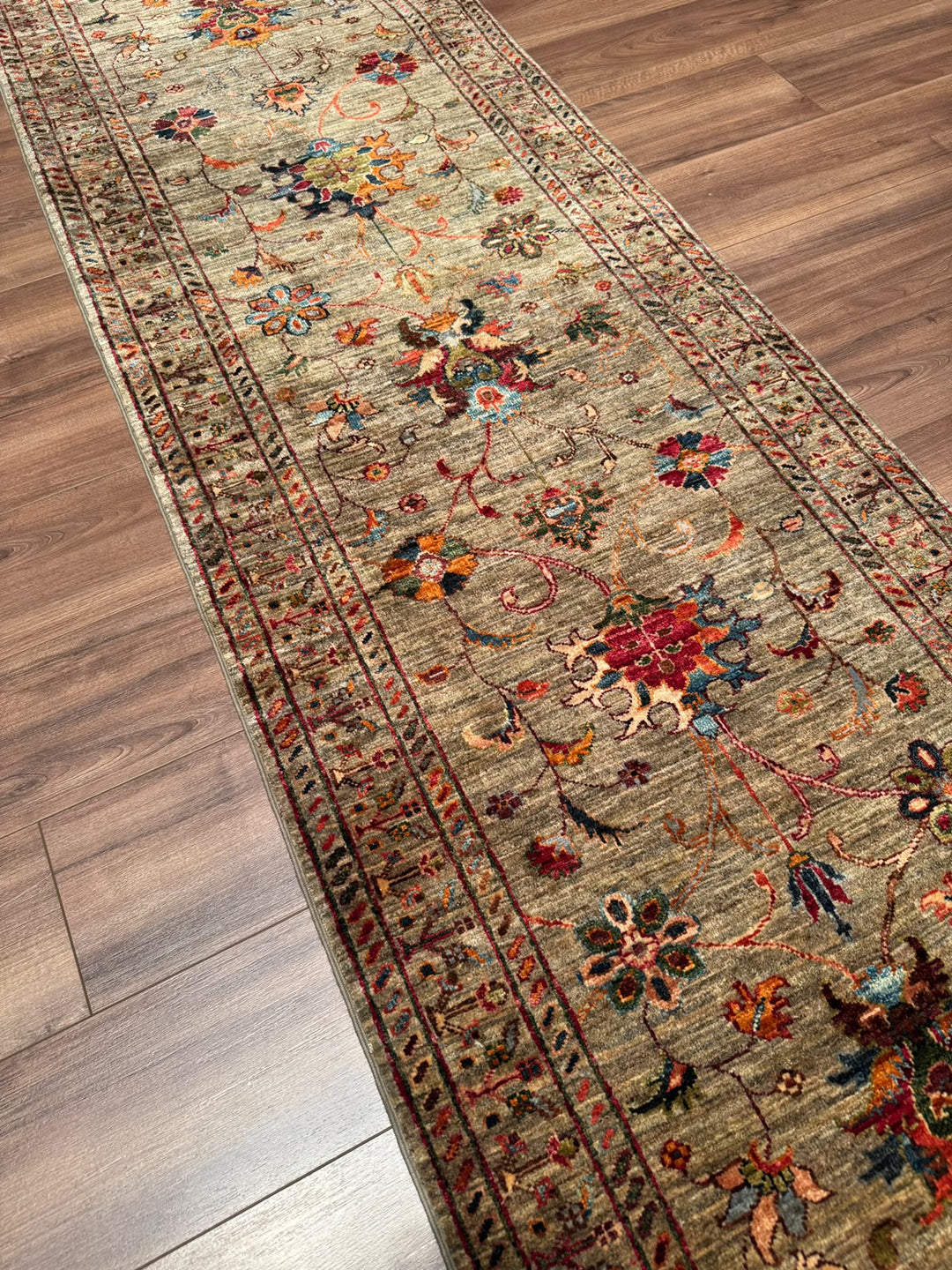 Sultani Binbirgece Yolluk Orijinal El Dokuması Bej Kök Boya Yün Halı 0.80x305 2.44 Metrekare - 3x10 ft
