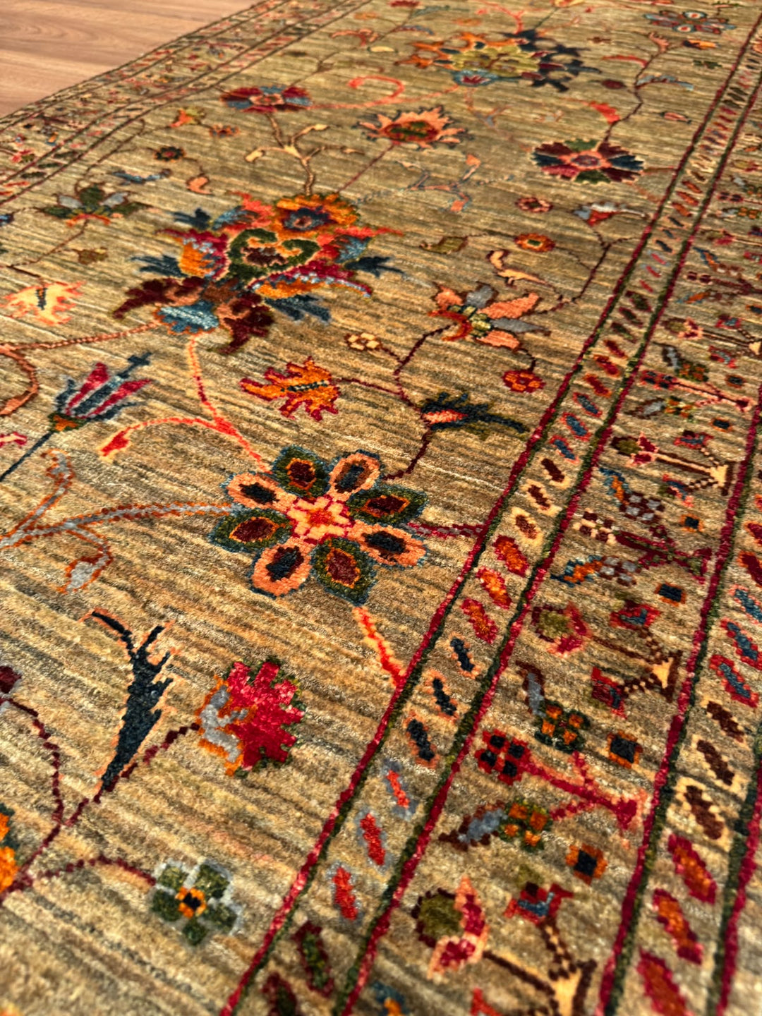 Sultani Binbirgece Yolluk Orijinal El Dokuması Bej Kök Boya Yün Halı 0.80x305 2.44 Metrekare - 3x10 ft