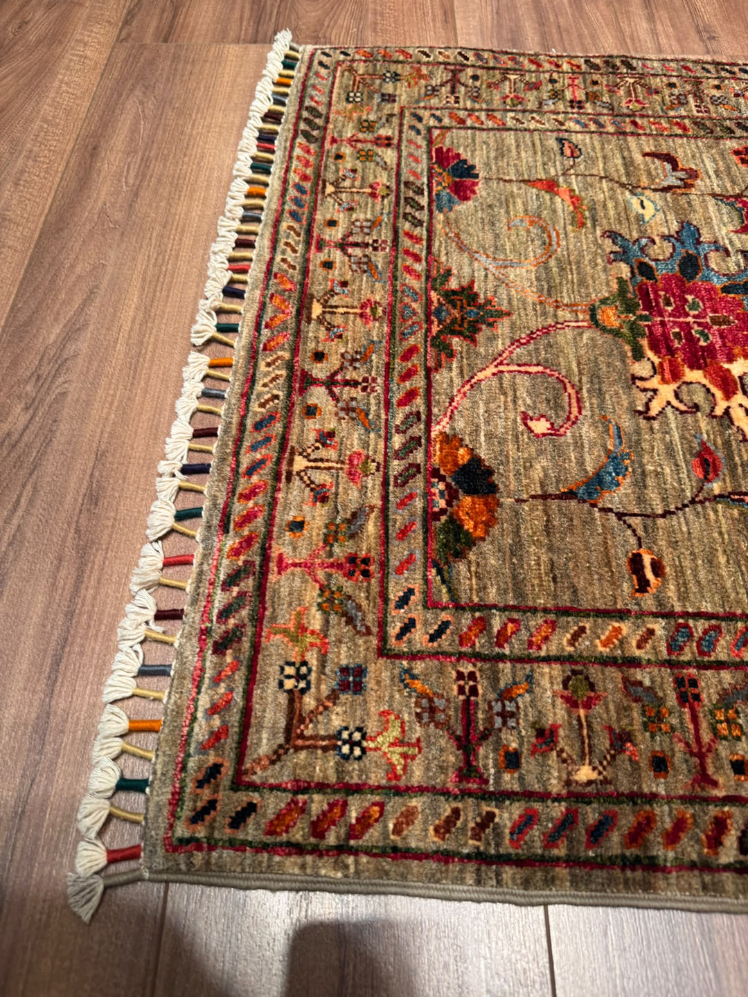 Sultani Binbirgece Yolluk Orijinal El Dokuması Bej Kök Boya Yün Halı 0.80x305 2.44 Metrekare - 3x10 ft