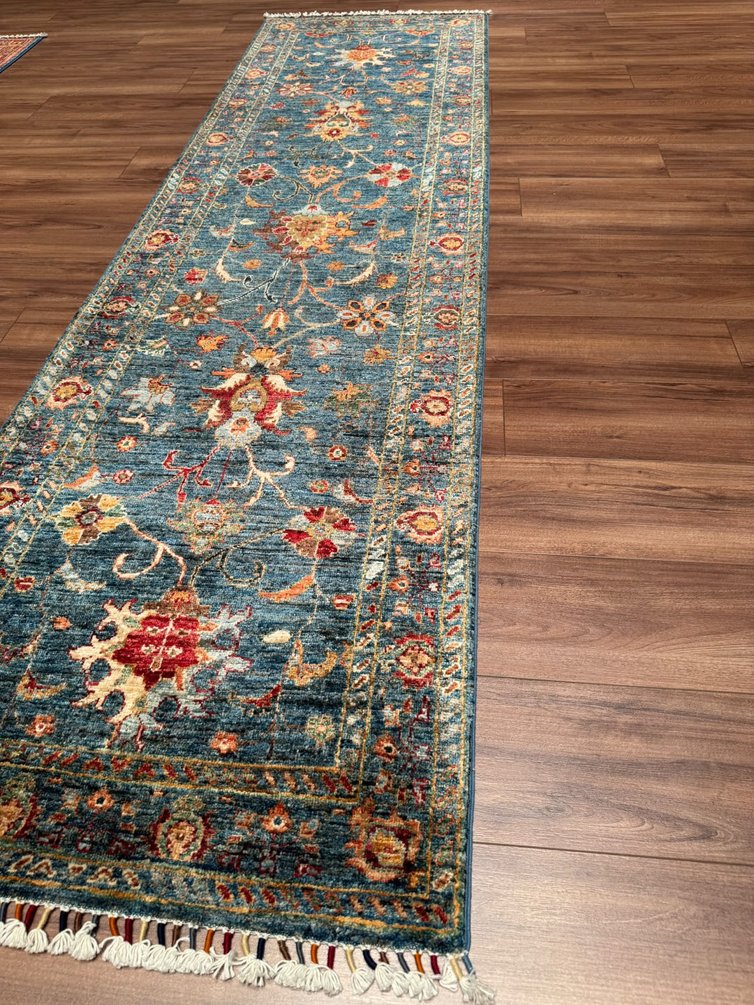 Sultani Binbirgece Yolluk Orijinal El Dokuması Lacivert Kök Boya Yün Halı 0.82x295 2.42 Metrekare - 3x10 ft