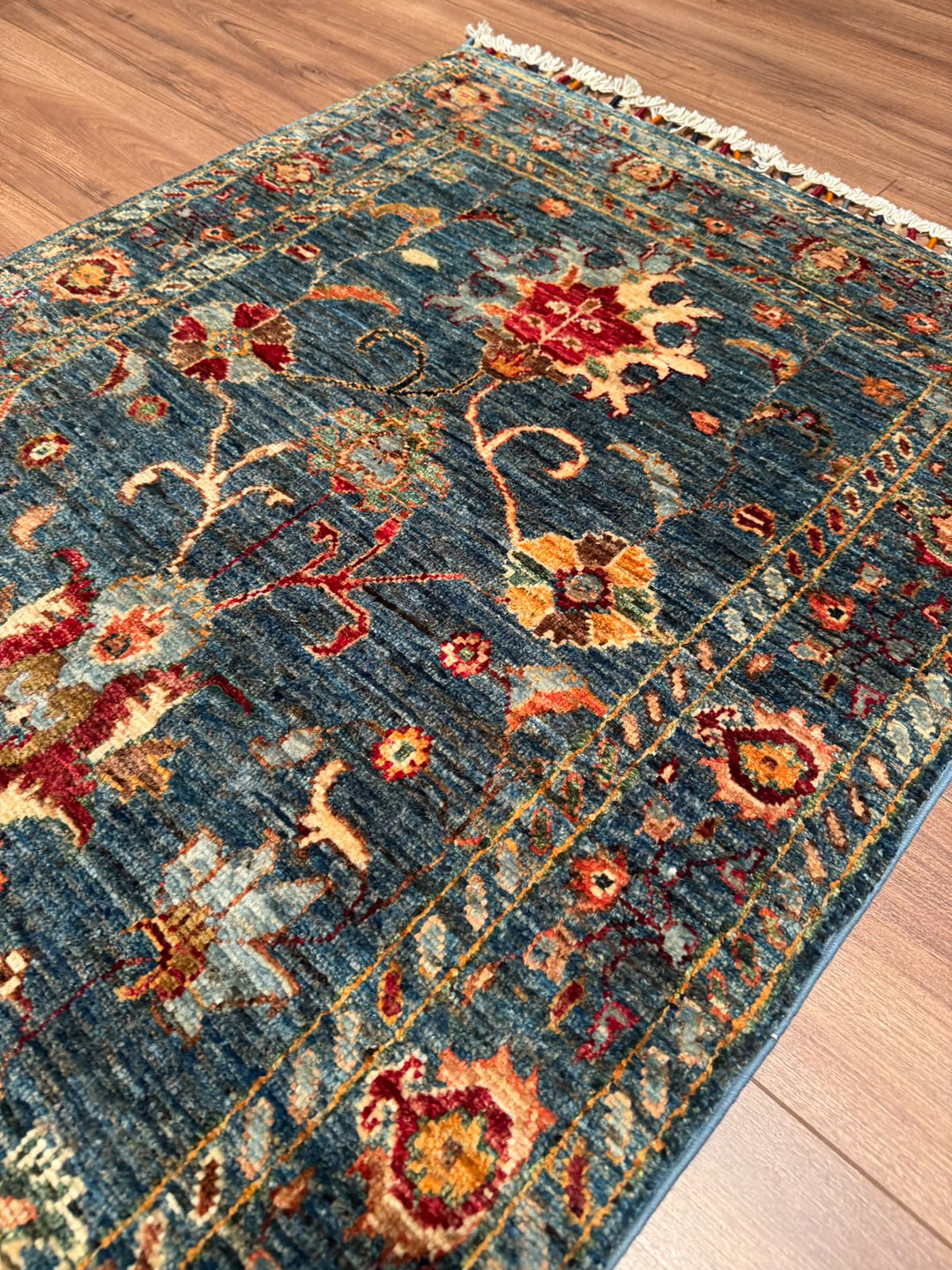 Sultani Binbirgece Yolluk Orijinal El Dokuması Lacivert Kök Boya Yün Halı 0.82x295 2.42 Metrekare - 3x10 ft