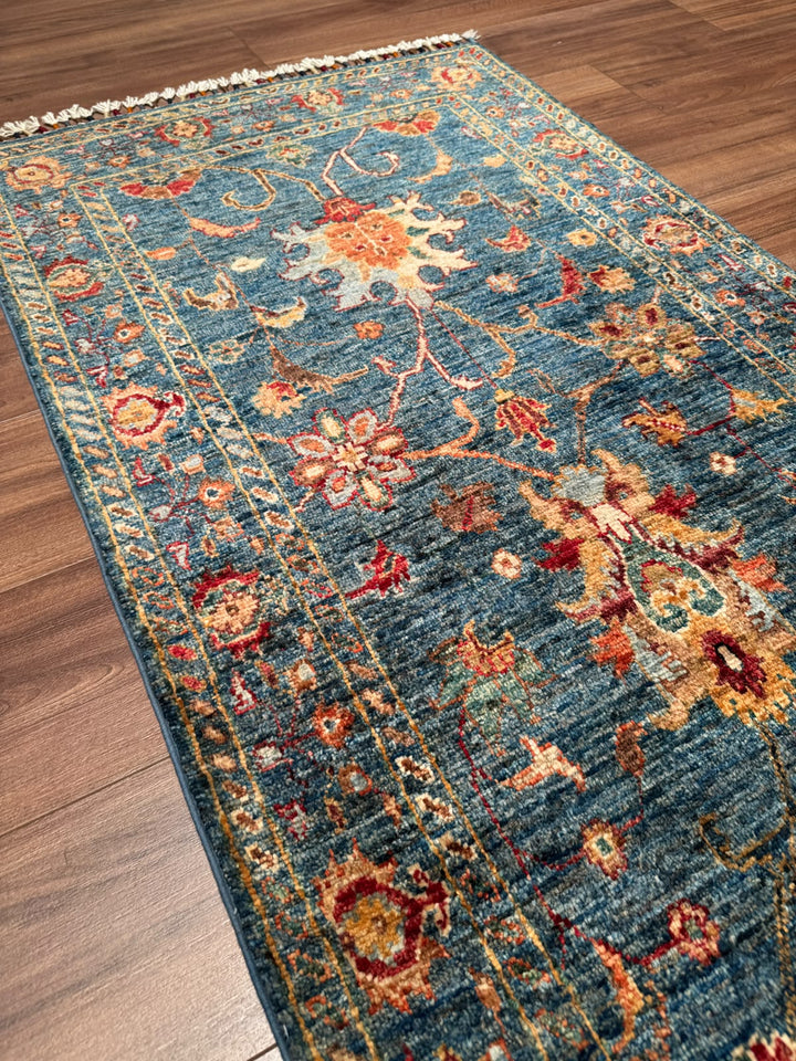 Sultani Binbirgece Yolluk Orijinal El Dokuması Lacivert Kök Boya Yün Halı 0.82x295 2.42 Metrekare - 3x10 ft