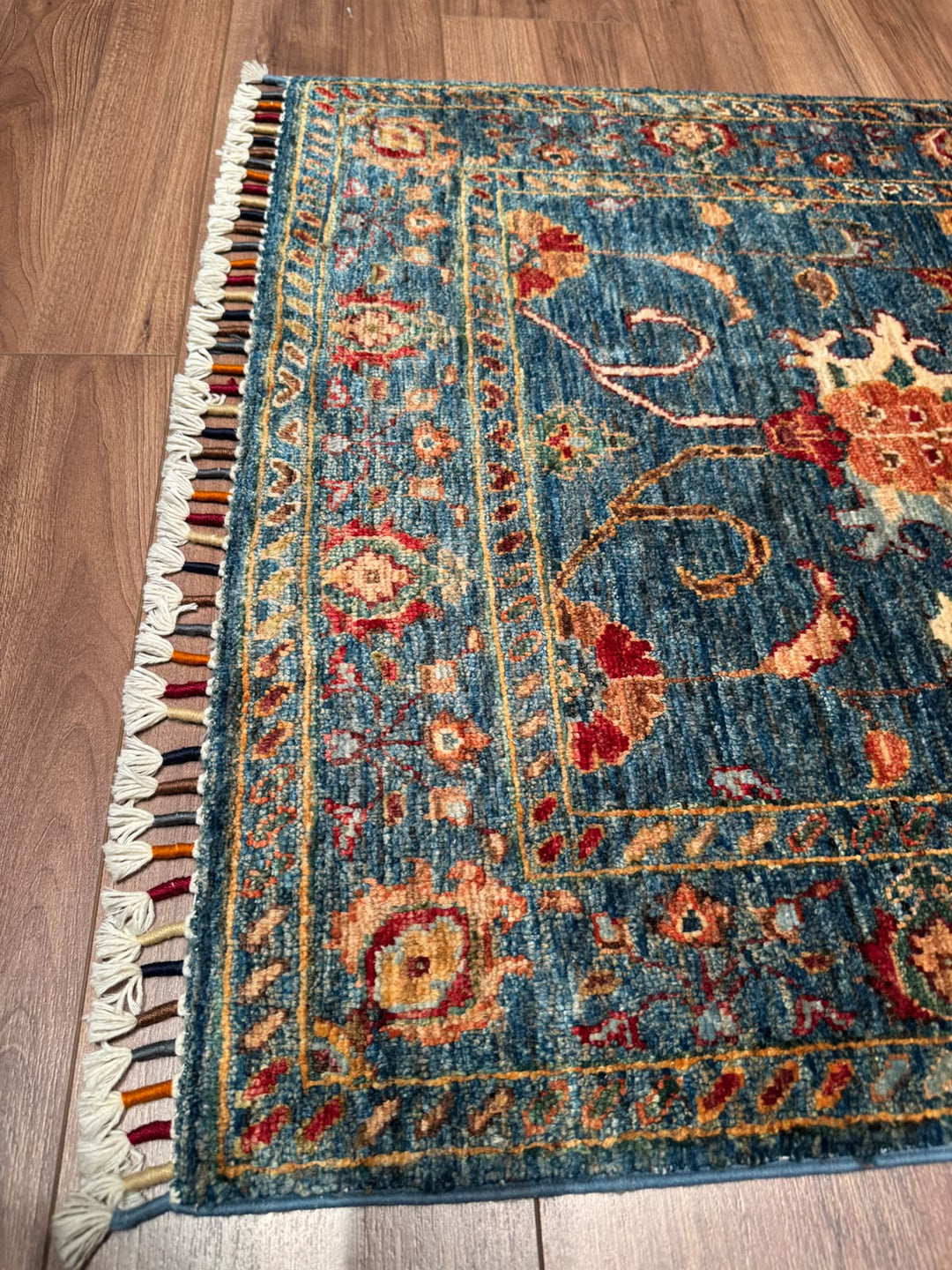 Sultani Binbirgece Yolluk Orijinal El Dokuması Lacivert Kök Boya Yün Halı 0.82x295 2.42 Metrekare - 3x10 ft