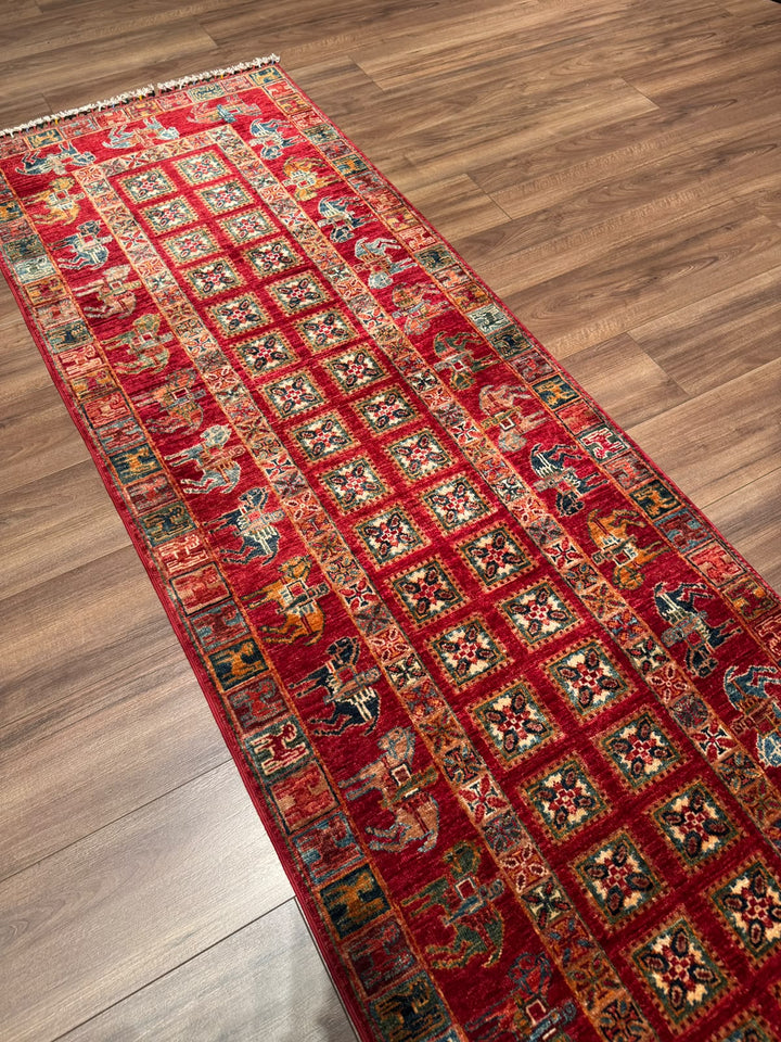 Pazırık Yolluk Orijinal El Dokuması Kırmızı Kök Boya Yün Halı 0.82x301 2.47 Metrekare - 3x10 ft