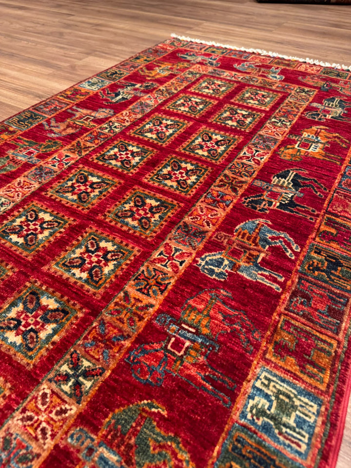 Pazırık Yolluk Orijinal El Dokuması Kırmızı Kök Boya Yün Halı 0.82x301 2.47 Metrekare - 3x10 ft