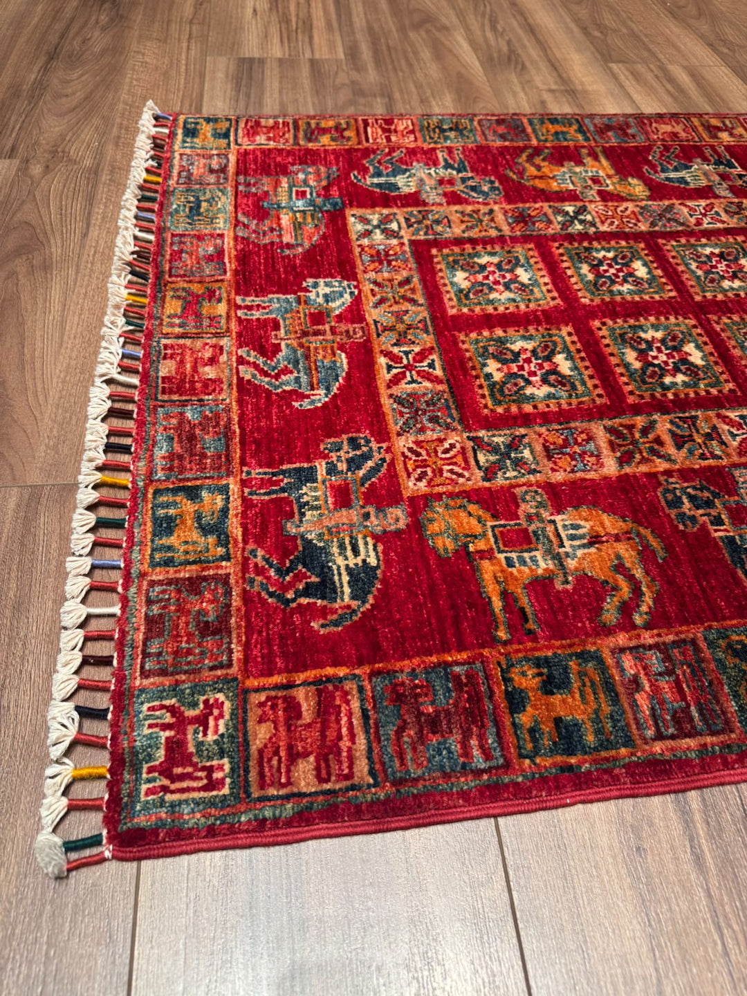 Pazırık Yolluk Orijinal El Dokuması Kırmızı Kök Boya Yün Halı 0.82x301 2.47 Metrekare - 3x10 ft