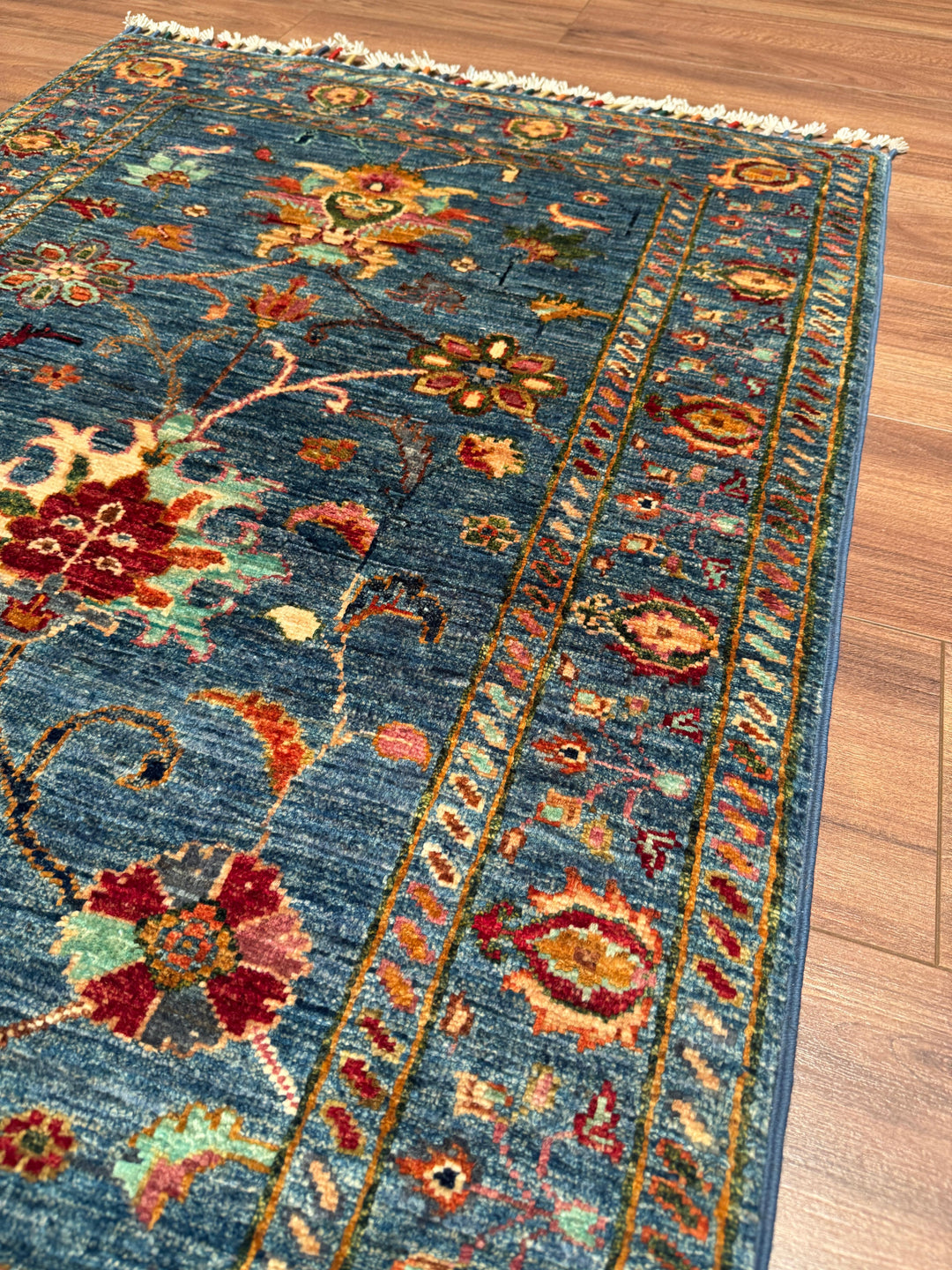 Sultani Binbirgece Yolluk Orijinal El Dokuması Mavi Kök Boya Yün Halı 0.83x283 2.35 Metrekare - 3x10 ft