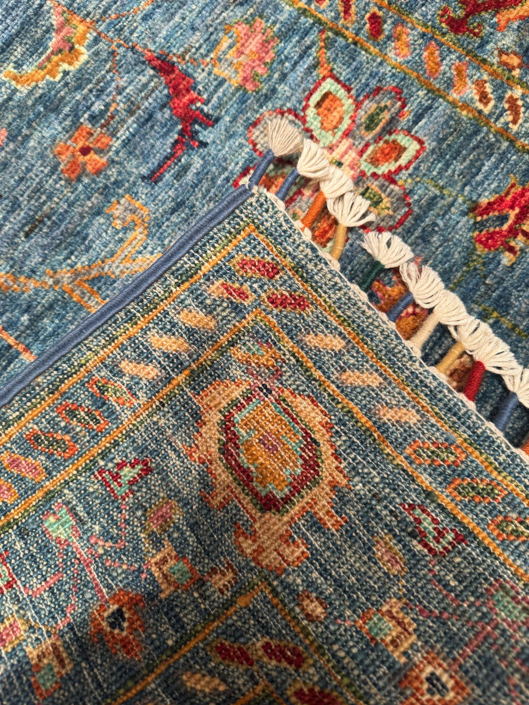 Sultani Binbirgece Yolluk Orijinal El Dokuması Mavi Kök Boya Yün Halı 0.83x283 2.35 Metrekare - 3x10 ft