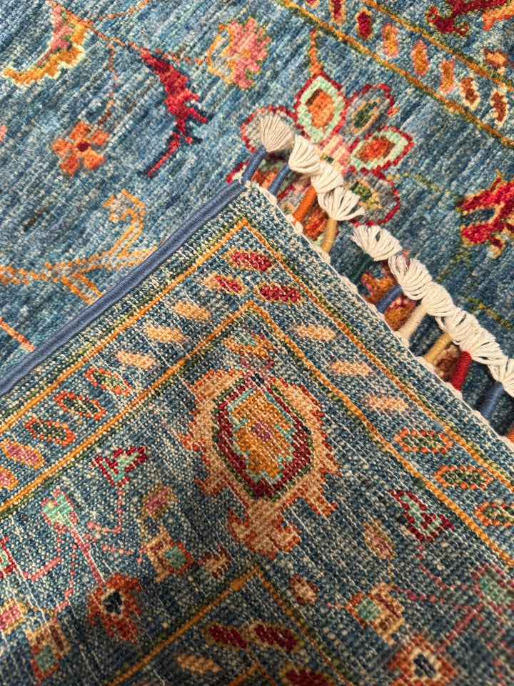Sultani Binbirgece Yolluk Orijinal El Dokuması Mavi Kök Boya Yün Halı 0.83x283 2.35 Metrekare - 3x10 ft