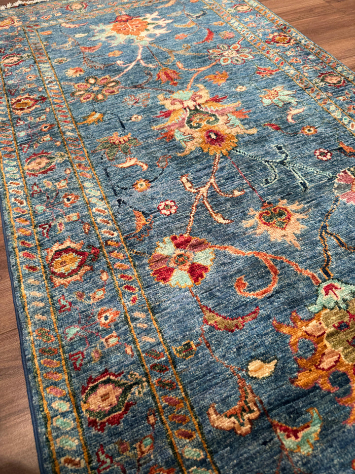 Sultani Binbirgece Yolluk Orijinal El Dokuması Mavi Kök Boya Yün Halı 0.83x283 2.35 Metrekare - 3x10 ft