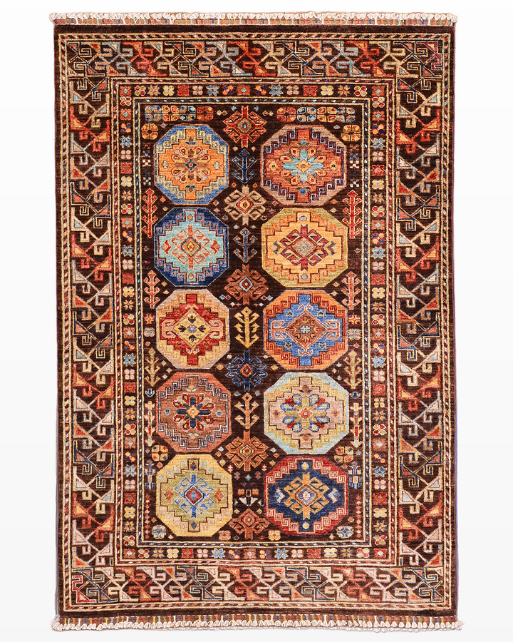 Veziri Orjinal El Dokuması Kahverengi Kök Boya Yün Halı 122x189 2.31 Metrekare - 4x6 ft