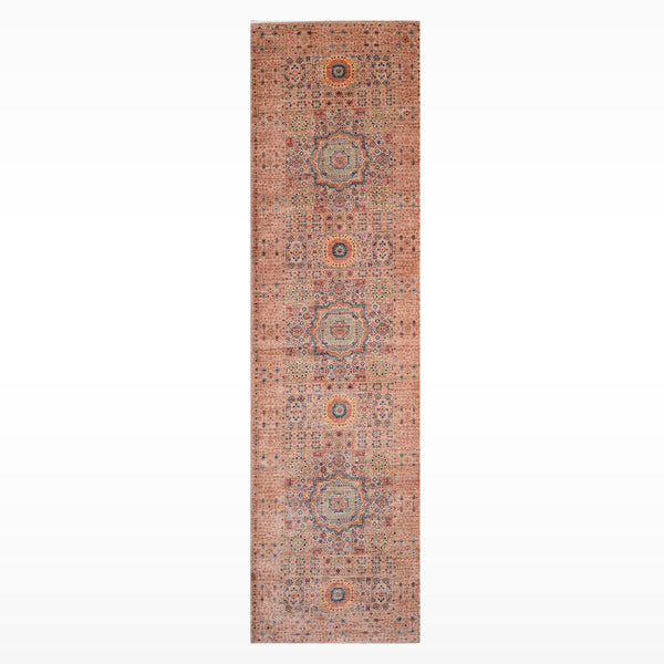 Memlük 50x50 Orijinal El Dokuması Yolluk Kahverengi Kök Boya Yün Halı 0.80x296 2.37 Metrekare - 3x10 ft