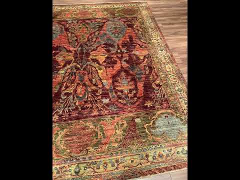 Selçuklu Orijinal El Dokuması Turuncu Kök Boya Yün Halı 251x296 7.43 Metrekare - 7x10 ft
