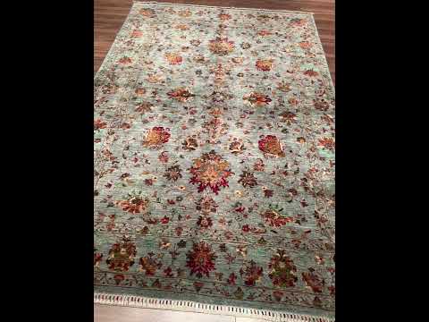 Sultani Binbirgece Orijinal El Dokuması Gri Kök Boya Yün Halı 202x297 6 Metrekare - 7x10 ft