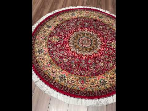 İran Kubbe Kırmızı Modal İpeği Halı 150x150 2.25 Metrekare - 5x5 ft