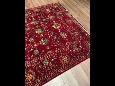 Sultani Binbirgece Orijinal El Dokuması Kırmızı Kök Boya Yün Halı 204x295 6.02 Metrekare - 7x10 ft
