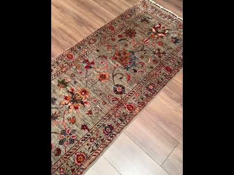 Sultani Binbirgece Yolluk Orijinal El Dokuması Gri Kök Boya Yün Halı 0.78x402 3.14 Metrekare - 3x13 ft