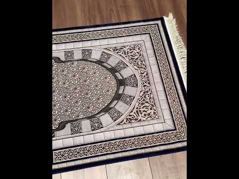 İran Seccade Gri - Koyu Mavi 0.80x125 1 Metrekare Namazlık - 2x4 ft
