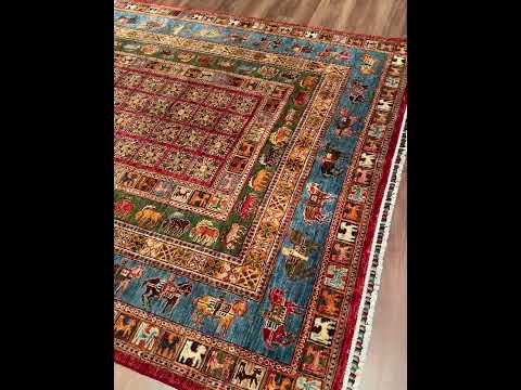 Pazyryk Original Hand-Woven Multi Root Dye Wool Rug 175x242 4.24 Square Meters - 5x8 ft