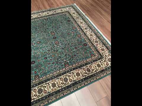 Hereke Yedi Dağın Çiçeği Orijinal El Dokuması Turkuaz Mavi Yün Halı 200x281 5.62 Metrekare - 7x10 ft