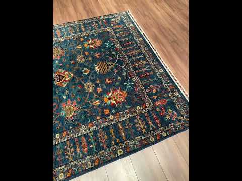 Sultani Binbirgece Orijinal El Dokuması Lacivert Kök Boya Yün Halı 176x246 4.33 Metrekare - 5x8 ft