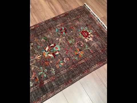 بساط صوف السلطان ألف ليلة وليلة الأصلي المنسوج يدويًا باللون البني المصبوغ بالجذور 0.84 × 256 2.15 متر مربع - 3 × 8 قدم