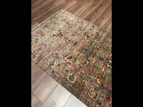 Sultani Binbirgece Geniş Yolluk Orijinal El Dokuması Bej Kök Boya Yün Halı 119x295 3.51 Metrekare - 4x10 ft
