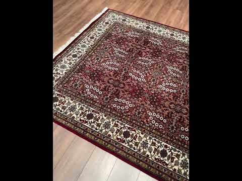 Hereke Yedi Dağın Çiçeği Orijinal El Dokuması Kırmızı Krem Yün Halı 191x286 5.46 Metrekare - 7x10 ft