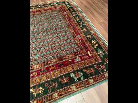 Pazırık Orijinal El Dokuması Multi Kök Boya Yün Halı 251x291 7.30 Metrekare - 8x10 ft