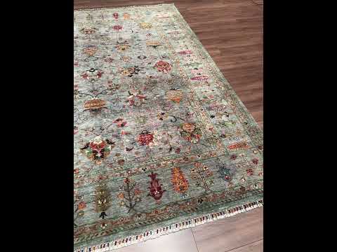 Sultani One Thousand and One Nights Original Hand-Woven Grey Root-Dyed Wool Rug 250x297 7.43 Square Meters - 8x10 ft
