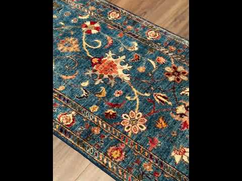 Sultani Binbirgece Uzun Yolluk Orijinal El Dokuması Lacivert Kök Boya Yün Halı 0.77x490 3.77 Metrekare - 3x16 ft