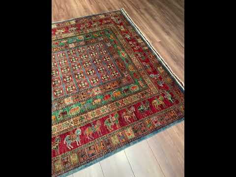 Pazırık Orijinal El Dokuması Multi Kök Boya Yün Halı 176x241 4.24 Metrekare - 5x7 ft