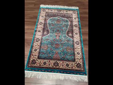 İran Turkuaz - Krem Seccade 0.80x125 1 Metrekare Namazlık - 2x4 ft
