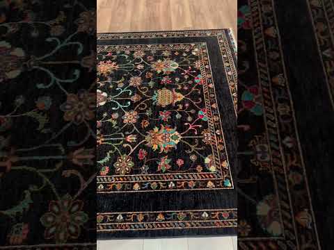 Sultani Binbirgece Orijinal El Dokuması Siyah Kök Boya Yün Halı 172x247 4.25 Metrekare - 6x8 ft