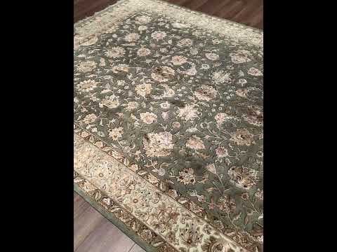 Hint Uşağı Orijinal El Dokuması Yeşil Yün Bambu Halı 200x298 5.96 Metrekare - 8x10 ft