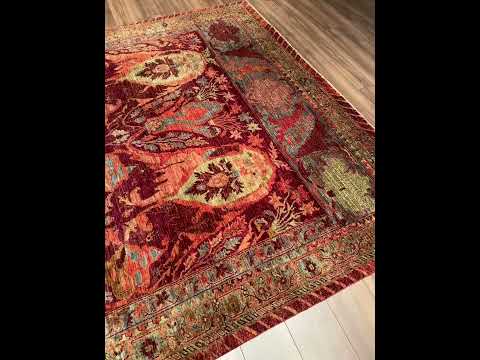 سجادة سلجوقية أصلية منسوجة يدويًا من الصوف المصبوغ بالبرتقالي مقاس 248x302 سم - 7.49 متر مربع - 7x10 قدم