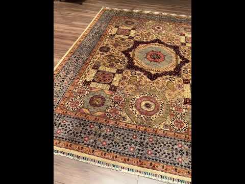 سجادة صوفية أصلية منسوجة يدوياً من المملوك، مصبوغة بجذور بنية اللون، مقاس 251 × 309 سم (7.76 متر مربع) - 8 × 10 قدم 