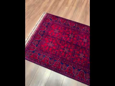 سجادة أفغانية يدوية أصلية صبغة جذعية صوف 102x149 1.52 متر مربع - 3x5 قدم